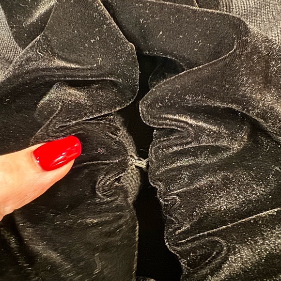 Silk Angora Blend Black Cardigan Sweater Women Med Velvet Ruffle Trim Whimsygoth - Picture 6 of 11